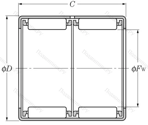 Игольчатый подшипник HK 3038 ZW от производителя  INA