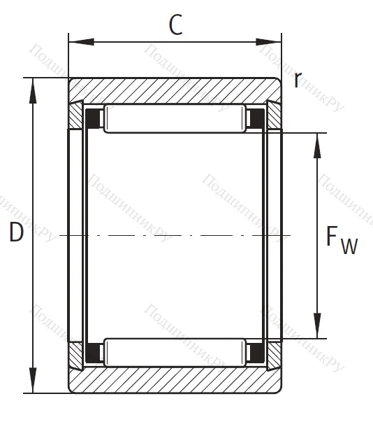 Игольчатый подшипник NK 16/16 XL от производителя  INA