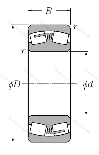 Сферический роликовый подшипник 22211 B (EA) D 1 от производителя  NTN