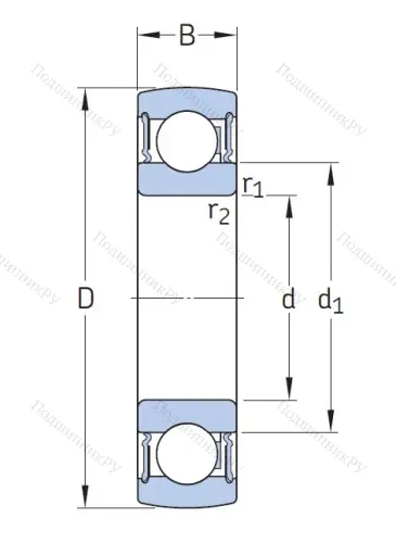 Однорядный шариковый подшипник 1726205-2RS 1 от производителя  SKF Однорядный шариковый подшипник 1726205-2RS 1 от производителя  SKF