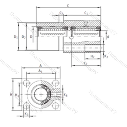 Подшипник шариковый линейный KTFN 12 C-PP-AS