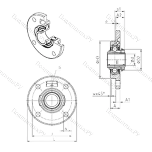 Подшипниковый узел шариковый радиальный UKFCE 210H