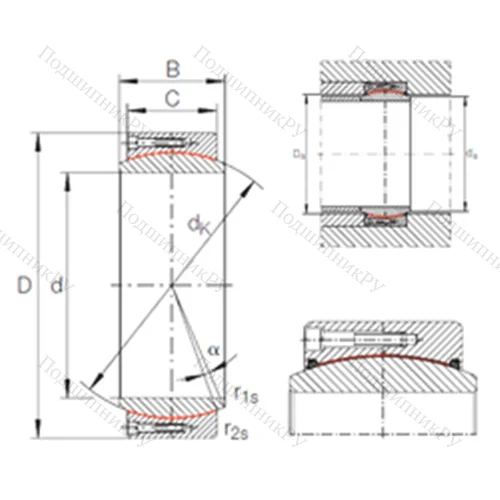 Подшипник скольжения сферический GE 750 DW от производителя  INA Подшипник скольжения сферический GE 750 DW от производителя  INA