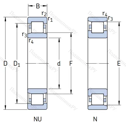 Роликовый цилиндрический подшипник N 206 ECP