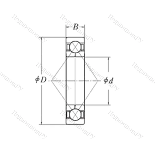 Подшипник шариковый радиально-упорный с четырёхточечным контактом QJM 1.3/8