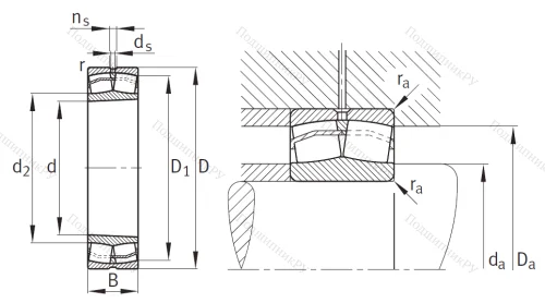 Сферический роликовый подшипник с конической посадкой на вал 22322 E 1.K от производителя  FAG