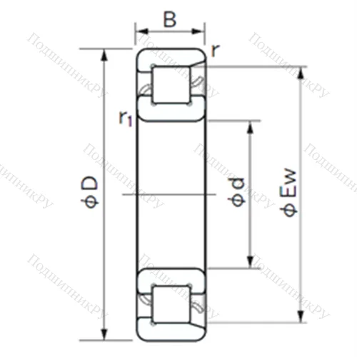 Подшипник роликовый радиальный NF 332
