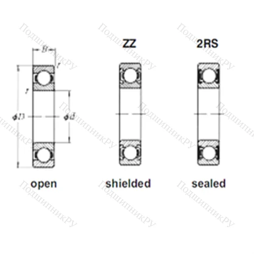 Подшипник шариковый радиальный 61808ZZ от производителя  CRAFT