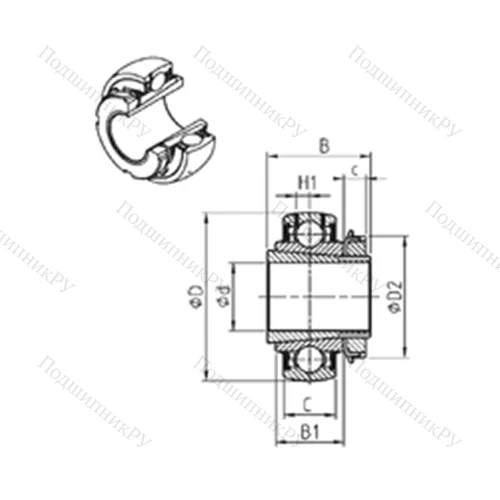 Подшипник шариковый радиальный UK 215+H от производителя  SNR