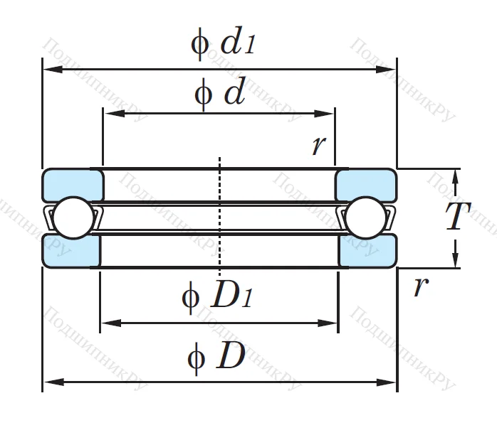 Упорный шариковый подшипник 51208