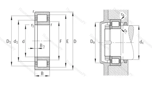 Роликовый цилиндрический подшипник NUP 2219 ETVP 2