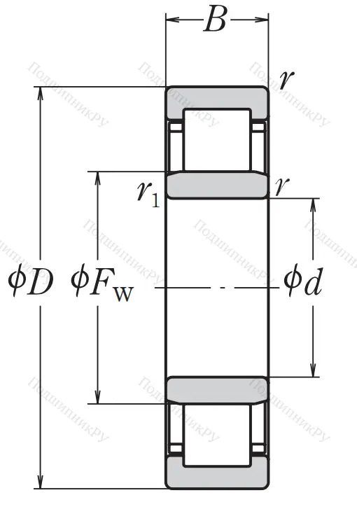 Роликовый цилиндрический подшипник NJ 306 EW C 3
