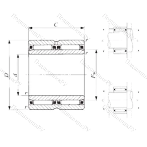 Подшипник игольчатый радиальный NAFW 659560