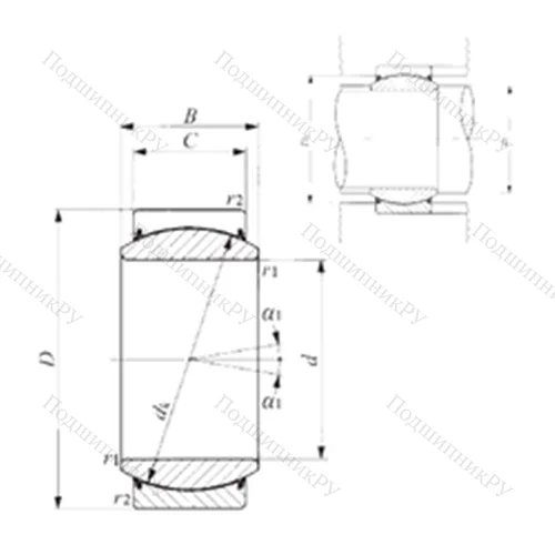Подшипник скольжения сферический GE 70EC-2RS от производителя  IKO Подшипник скольжения сферический GE 70EC-2RS от производителя  IKO