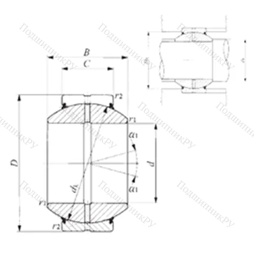 Подшипник скольжения сферический GE 70GS-2RS от производителя  IKO Подшипник скольжения сферический GE 70GS-2RS от производителя  IKO