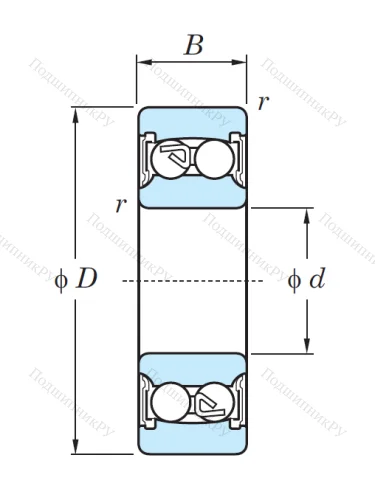 Двухрядный шариковый подшипник 2208 2RS