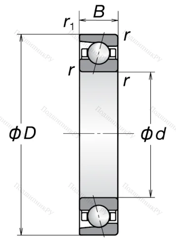 Однорядный шариковый подшипник 7210 AW от производителя  NSK Однорядный шариковый подшипник 7210 AW от производителя  NSK
