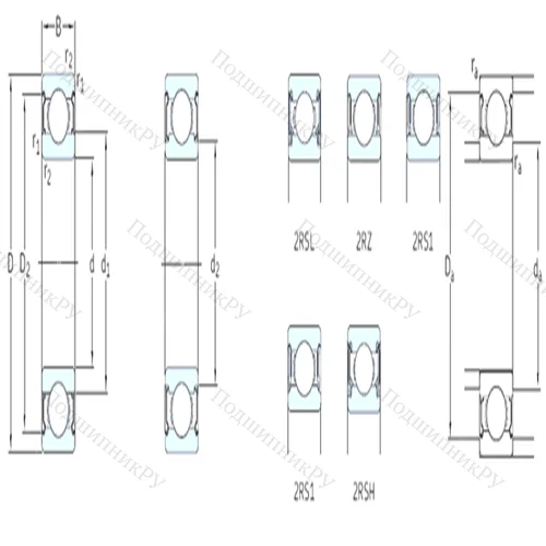 Подшипник шариковый радиальный 61800-2Z от производителя  SKF Подшипник шариковый радиальный 61800-2Z от производителя  SKF