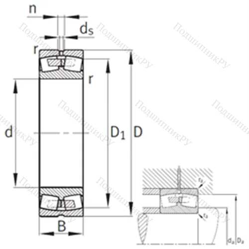 Подшипник роликовый радиальный самоцентрирующийся 24052-B-K 30-MB
