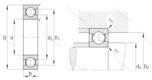 Однорядный шариковый подшипник 6322 C 3 от производителя  FAG Однорядный шариковый подшипник 6322 C 3 от производителя  FAG