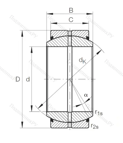 Шарнирный подшипник GE 30 DO 2RS от производителя  INA Шарнирный подшипник GE 30 DO 2RS от производителя  INA