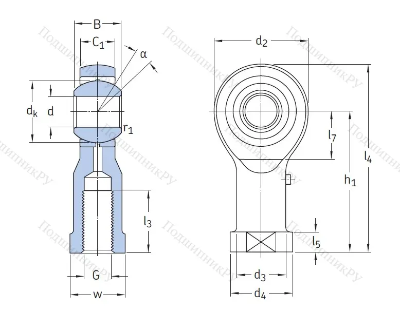 Наконечник штока с внутренней резьбой SIKAC 16 M