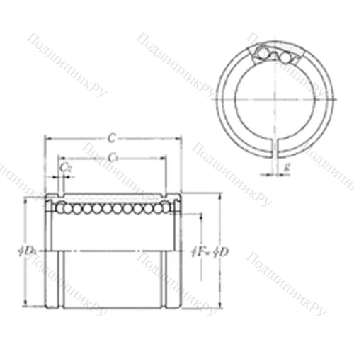 Подшипник шариковый линейный KLM 16S