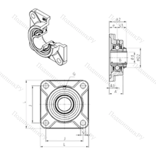 Подшипниковый узел шариковый радиальный UKF 319H
