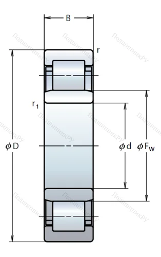 Роликовый цилиндрический подшипник NU 304 ET от производителя  NSK