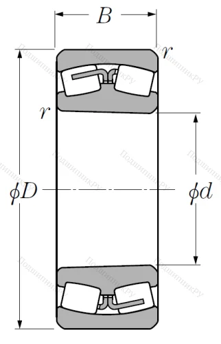 Сферический роликовый подшипник с конической посадкой на вал 22216 BKD 1 от производителя  NTN Сферический роликовый подшипник с конической посадкой на вал 22216 BKD 1 от производителя  NTN