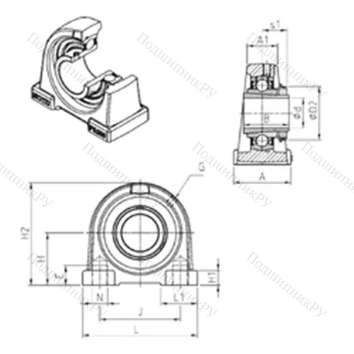 Подшипниковый узел шариковый радиальный UKPA 208H