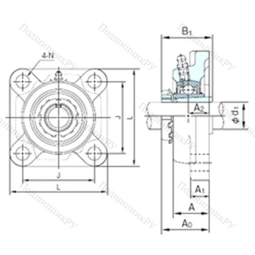 Подшипниковый узел шариковый радиальный UKF 313+H 2313