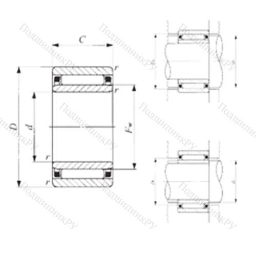 Подшипник игольчатый радиальный NAF 61710