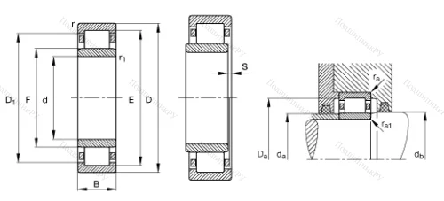 Роликовый цилиндрический подшипник NU 2311 EM 1C 3 от производителя  FAG Роликовый цилиндрический подшипник NU 2311 EM 1C 3 от производителя  FAG