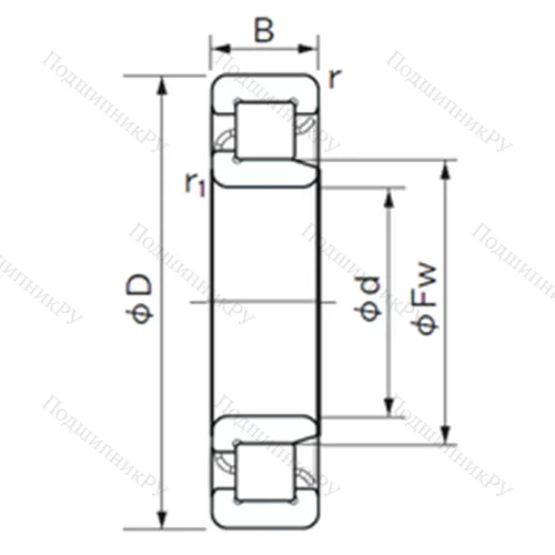 Подшипник роликовый радиальный NJ 204 E