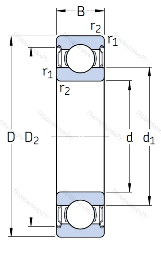 Однорядный шариковый подшипник 6208 2Z/С3 от производителя  SKF Однорядный шариковый подшипник 6208 2Z/С3 от производителя  SKF