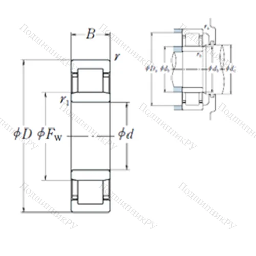 Подшипник роликовый радиальный NU 344