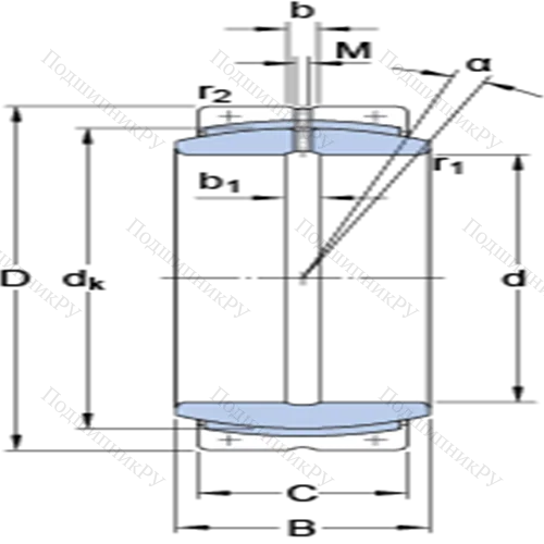 Радиальные сферические подшипники скольжения с контактными поверхностями сталь/сталь, требующие техобслуживания GEC 500 FBAS