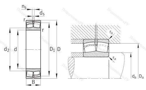Сферический роликовый подшипник 22228 E 1 от производителя  FAG