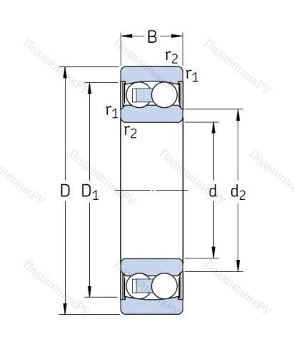 Двухрядный шариковый подшипник 2212 E 2RS 1TN 9