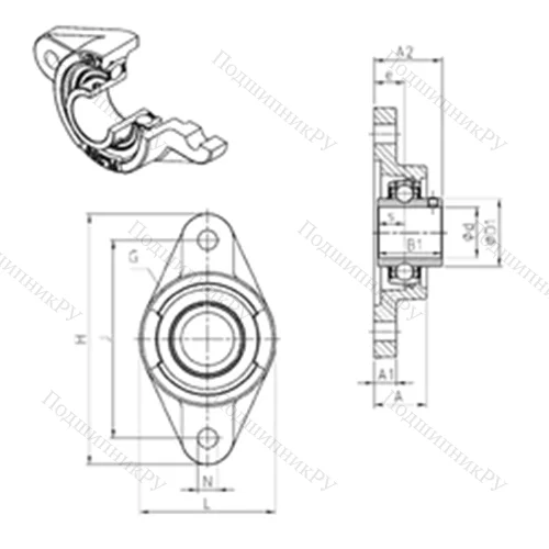 Подшипниковый узел шариковый радиальный UCFL 213 от производителя  SNR Подшипниковый узел шариковый радиальный UCFL 213 от производителя  SNR