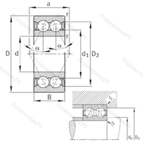 Подшипник шариковый радиально-упорный 3203-B-2RSR-TVH
