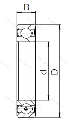 Шариковый однорядный подшипник 180110 (6010 2RS)