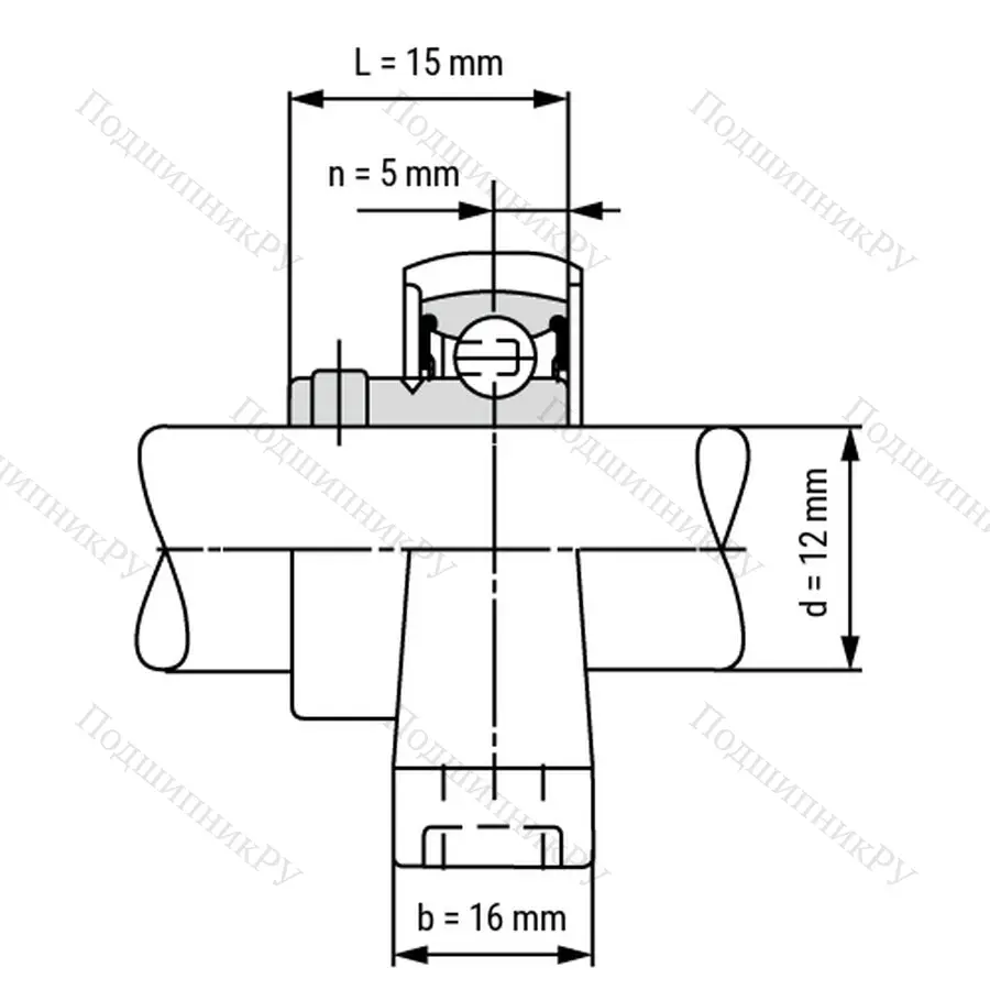 Подшипниковый узел SS KP 001 ST - Вал: 12 мм