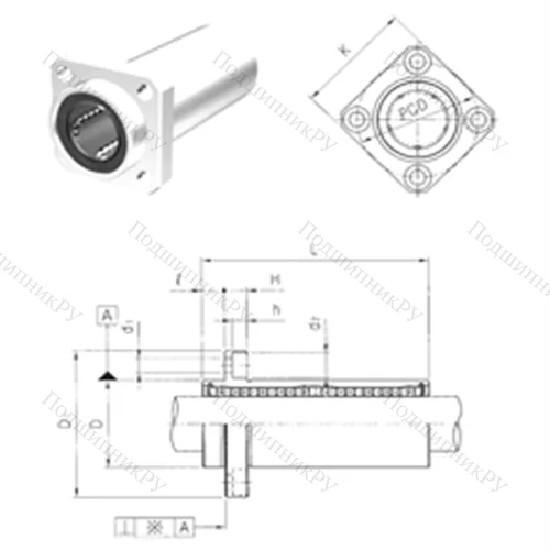 Подшипник шариковый линейный LMKP 16L