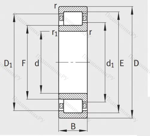 Роликовый цилиндрический подшипник NJ 309 E XL TVP 2 от производителя  FAG Роликовый цилиндрический подшипник NJ 309 E XL TVP 2 от производителя  FAG
