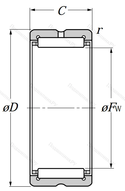 Игольчатый подшипник NK 29/20 R от производителя  NTN