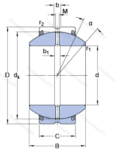 Шарнирный подшипник GEH 90 ES 2RS от производителя  SKF Шарнирный подшипник GEH 90 ES 2RS от производителя  SKF