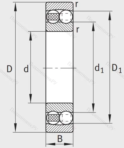 Двухрядный шариковый подшипник 2308 TVH