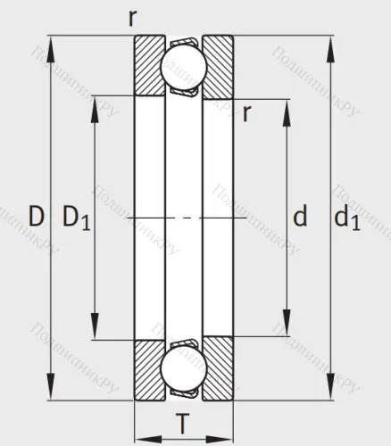 Упорный шариковый подшипник 8208 Н (51208) в Воронеже